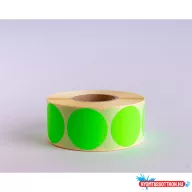   Etikett címke, 38mm, körcímke tekercses, 1000 címke/tekercs fluo zöld