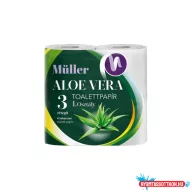   Toalettpapír 3 rétegű kistekercses 100% cellulóz 100 lap/tekercs 4 tekercs/csomag Aloe Vera Müller