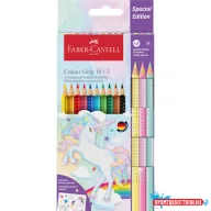   Színes ceruza készlet háromszögletű GRIP UNIKORNIS + matrica Faber-Castell 10+3klf. szín