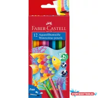   Színes ceruza készlet hatszögletű akvarell + ecset Faber-Castell 12klf. szín
