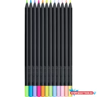   Színes ceruza készlet háromszögletű BLACK EDITION Faber-Castell neon+pasztell fekete test 12klf. s