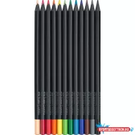   Színes ceruza készlet háromszögletű BLACK EDITION Faber-Castell fekete test 12klf. szín