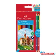   Színes ceruza készlet hatszögletű bicolor + hegyezővel Faber-Castell alap 12+3klf. szín