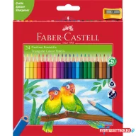   Színes ceruza készlet háromszögletű + hegyező Junior papagáj Faber-Castell 24klf. szín