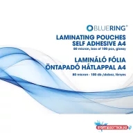   Lamináló fólia A4, 80 micron öntapadó hátlappal 100 db/doboz, Bluering(R),