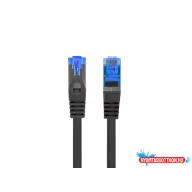   Lanberg PCF6A-10CC-0100-BK Cat.6A S/FTP LSZH CCA AWG26 árnyékolt fekete patch kábel 1m