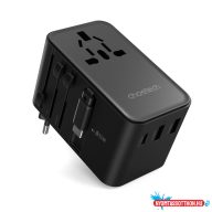   Choetech USB-C*2+USB-A*2 (35W,fekete,travel,USB-C kábellel, US,UK,EU,AU), töltő