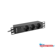 Lanberg PDU-03F-0200-BK 10" 1U 3xSchuko aljzat Schuko csatlakozóvéggel 2m fekete elosztósor