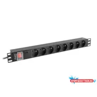Lanberg PDU-08E-0200-BK 19" 1U 8xSchuko francia aljzat Uni-Schuko csatlakozóvéggel 2m elosztósor ka