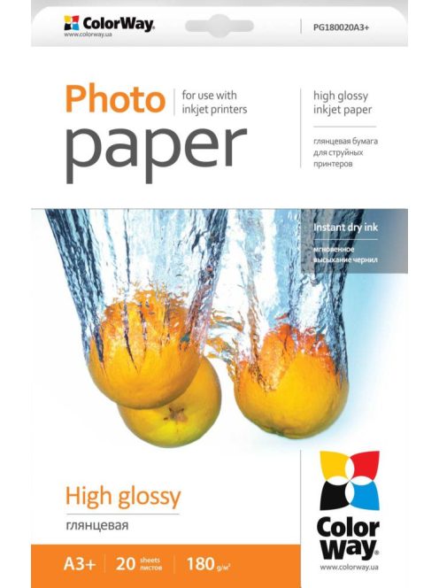Fotópapír ColorWay high glossy 180 g/m², A3+, 20 lap