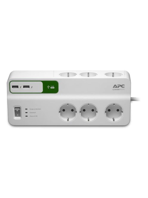 APC Essential SurgeArrest 6 outlets with 5V, 2.4A 2 port USB charger, 230V Germany