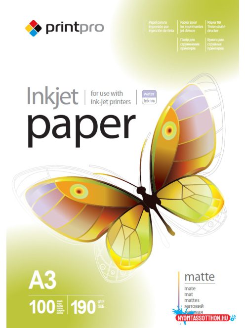 PrintPro matt 190g/m², A3 fotópapír, 100 lap (PME190100A3)