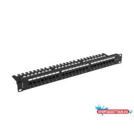   Lanberg PPUA-1124-B 19" 1U Cat.6A UTP 24port árnyékolatlan kábelrendezős fekete patch panel
