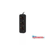   Lanberg PS0-03F-0150-BK 3x Schuko aljzat 10A 1.5m fekete elosztósor