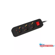   Lanberg PS1-03F-0150-BK 3x Schuko aljzat 10A 1.5m kapcsolós fekete elosztósor