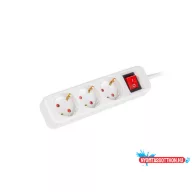   Lanberg PS1-03F-0150-W 3x Schuko aljzat 10A 1.5m kapcsolós fehér elosztósor