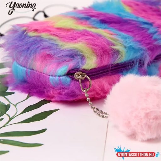 Szőrös színes bolyhos tolltartó