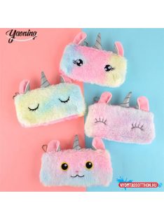 Unikornis szőrös tolltartó