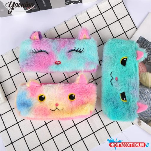 Mosolygós szőrös cicás tolltartó