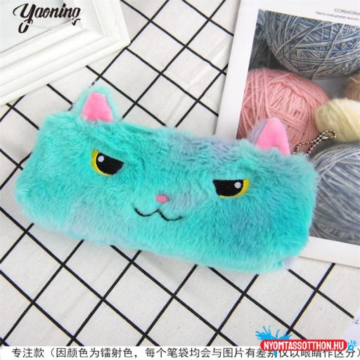 Mosolygós szőrös cicás tolltartó