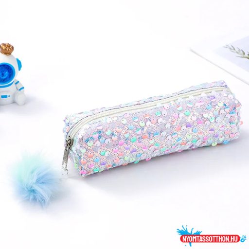 Glitteres pompomos egyterű tolltartó