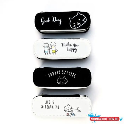 Fekete-fehér cicás tolltartó