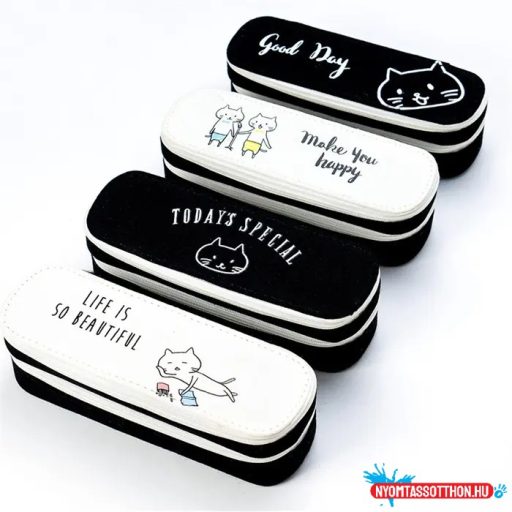 Fekete-fehér cicás tolltartó