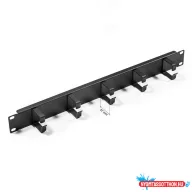   KELINE RAB-VP-X01-A2 19" 1U 37mm fém gyűrűs fekete kábelrendező panel