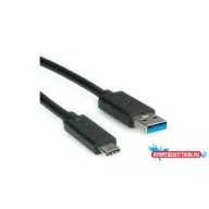 Roline USB 3.1 C/M - A/M 3.0 0,5m fekete kábel
