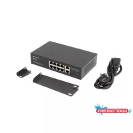 Lanberg RSFE-8P-2GE-120 19/10" 1U 8x100Mbps PoE+ LAN (120W) 2xGbE LAN port nem menedzselhető PoE+ s
