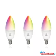   Deltaco SMART HOME SH-LE14RGB izzó LED, E14, gyertya, WIFI, 5W, színes+fehér, szabályozható, 3db/csomag