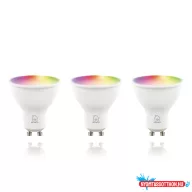   Deltaco SMART HOME SH-LGU10RGB-3P izzó LED, GU10, spot, WIFI, 5W, színes+fehér, szabályozható, 3db/csomag