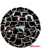 Matrica csomag, 40 db, fekete nagyszemű macska - rajz