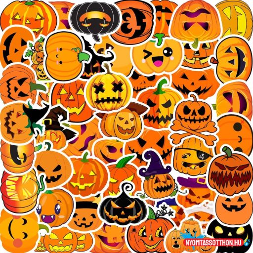Matrica csomag, 50 db, Halloween tök mix