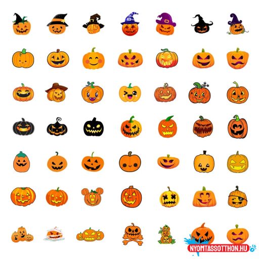 Matrica csomag, 50 db, Halloween tök mix