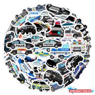 Matrica csomag, 50 db, rendőrautó