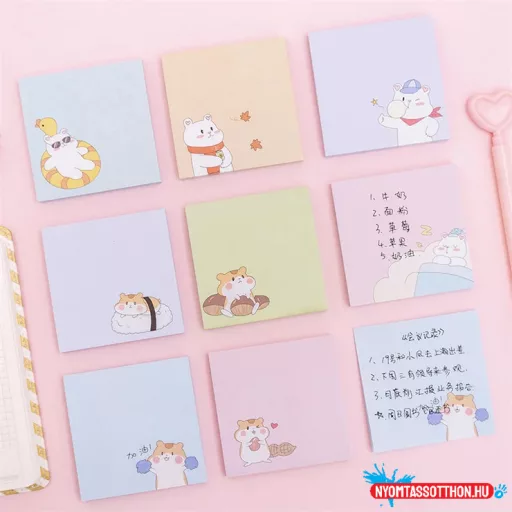 Kawaii pasztell állatkás öntapadós jegyzettömb