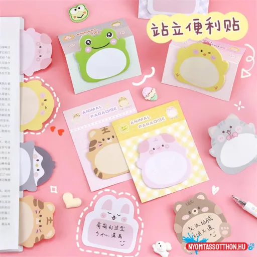 Kitámasztható cuki állatkás öntapadós jegyzettömb