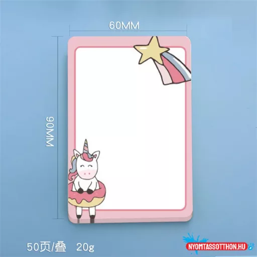 Unikornis téglalap alakú öntapadós jegyzettömb