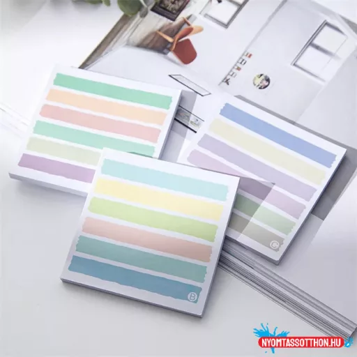 Színes sorokkal ellátott öntapadós jegyzettömb