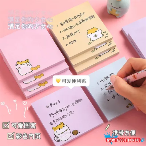 Pasztell hörcsögös öntapadós jegyzettömb