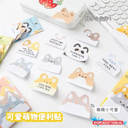 Cuki állatfejes környezetbarát öntapadós jegyzettömb