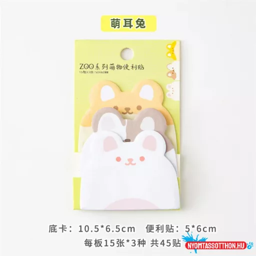 Cuki állatfejes környezetbarát öntapadós jegyzettömb