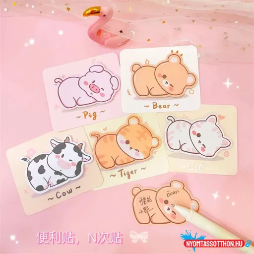 Hasonfekvő cuki állatkák öntapadós jegyzettömb
