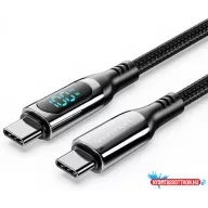   Vention USB-C 2.0/M, 1,2m, (szövet,5A,fekete, LED kijelzővel), kábel