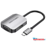   VENTION USB-C to HDMI/VGA Converter 0.15M Gray Aluminum Alloy Type