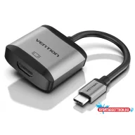 VENTION Type-C to USB3.0*4/PD Hub 0.15M Gray Metal Type