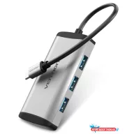  VENTION Type-C to USB3.0*4/Micro USB Hub 0.15m Gray Metal Type