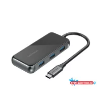   VENTION Multi-function Type-C to HDMI/USB3.0*3/PD Dokkoló 0.15m Gray Metal Type