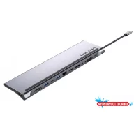   VENTION 12-in-1
Multi-function USB-C to DP/HDMI/VGA/USB-C Gen 1/USB 3.0x2/USB 2.0/RJ45/SD/TF/TRRS 3.5mm/PD Dokkoló 0.25m Gray Metal Type